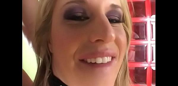  Young well-padded blonde peacherino in sexual pink lingerie Cassidy Blue likes ti get spitted roast by couple of horny men